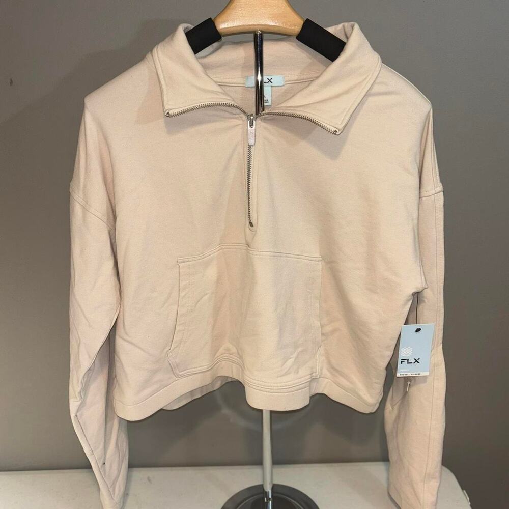 FLX Cream Cropped Quarter Zip Sweater (LARGE) NWT